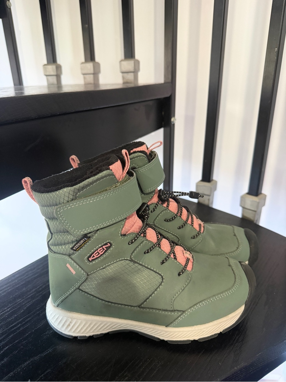 Keen Kids Green and Pink Waterproof Insulated Winter Boots